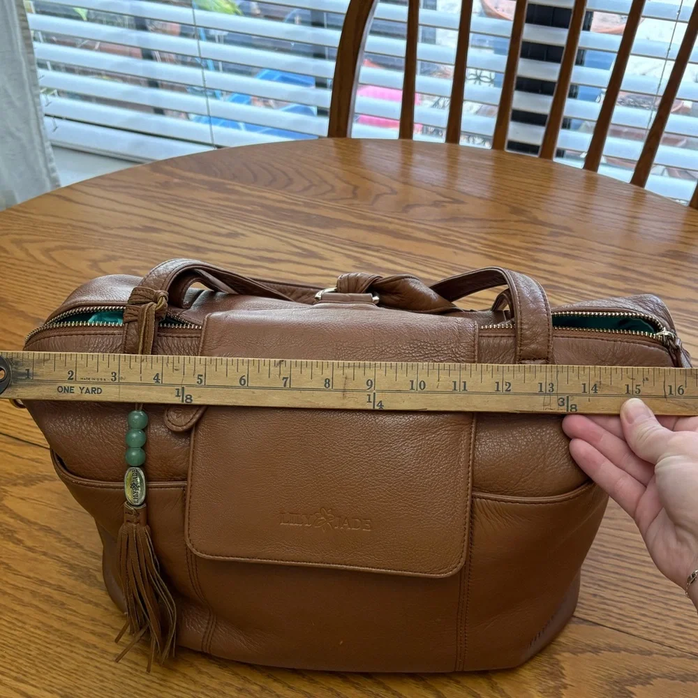 Leather Convertible Baby Bag in Cognac with Tassel Accent